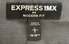 Load image into Gallery viewer, Express 1MX Mens Gray Long Sleeve Modern Fit Dress Shirt Size L With Tag
