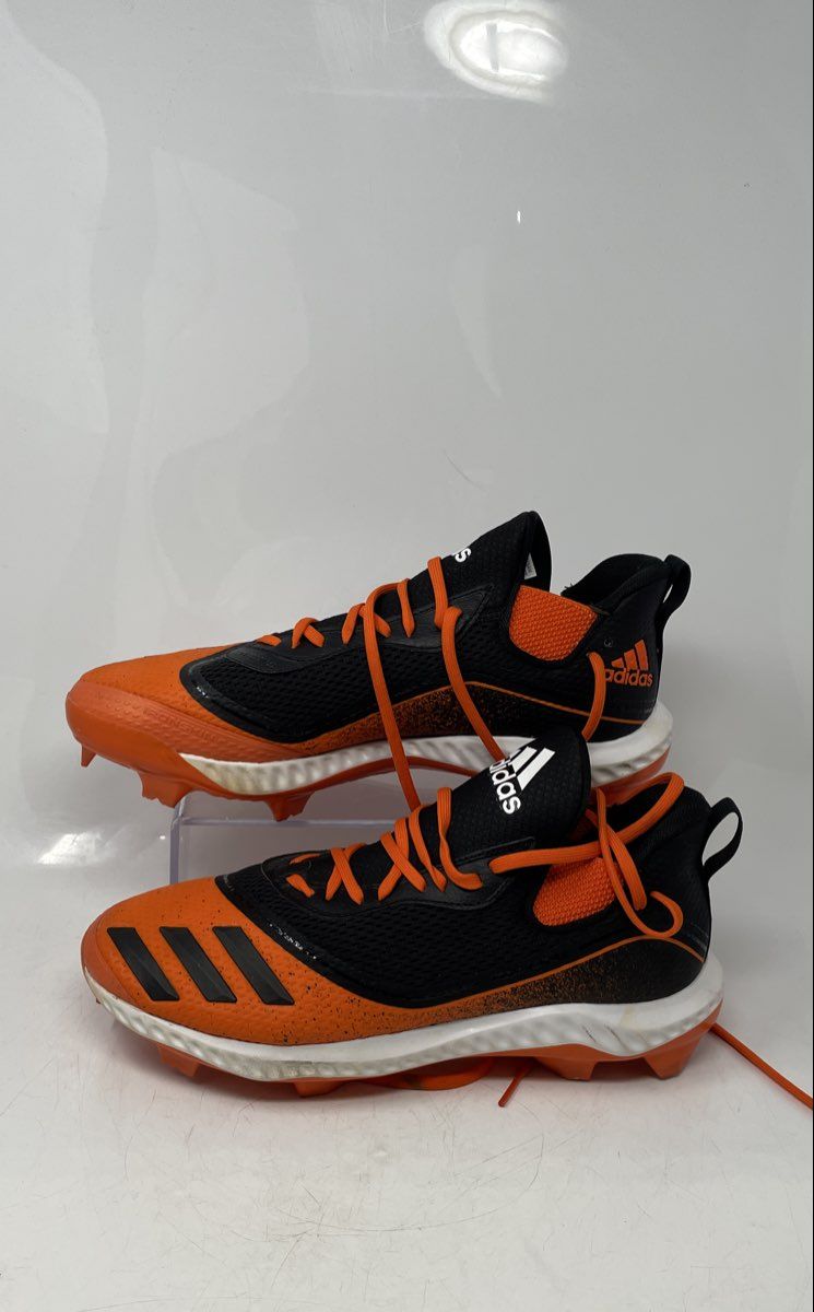 Adidas Mens G28280 Icon V Bounce TPU Orange Black White Baseball Cleats Sz 11.5