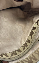Load image into Gallery viewer, Michael Kors Womens Brown Monogram Print Charm Bottom Studs Shoulder Bag
