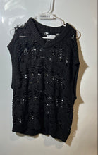 Load image into Gallery viewer, Zara Womens Black Sleeveless V-Neck Pullover Crochet Vest Sweater Size L-XL
