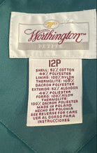 Load image into Gallery viewer, Worthington Womens Green Collared Double-Breasted Belted Trench Coat Size 12P

