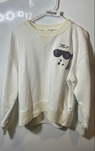 Load image into Gallery viewer, Karl Lagerfeld Womens White Rhinestone Patches Pullover Sweatshirt Size Small
