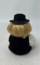 Load image into Gallery viewer, Blonde Hair Green Eyes Red Bow Decorative Porcelain Baby Doll With Black Hat
