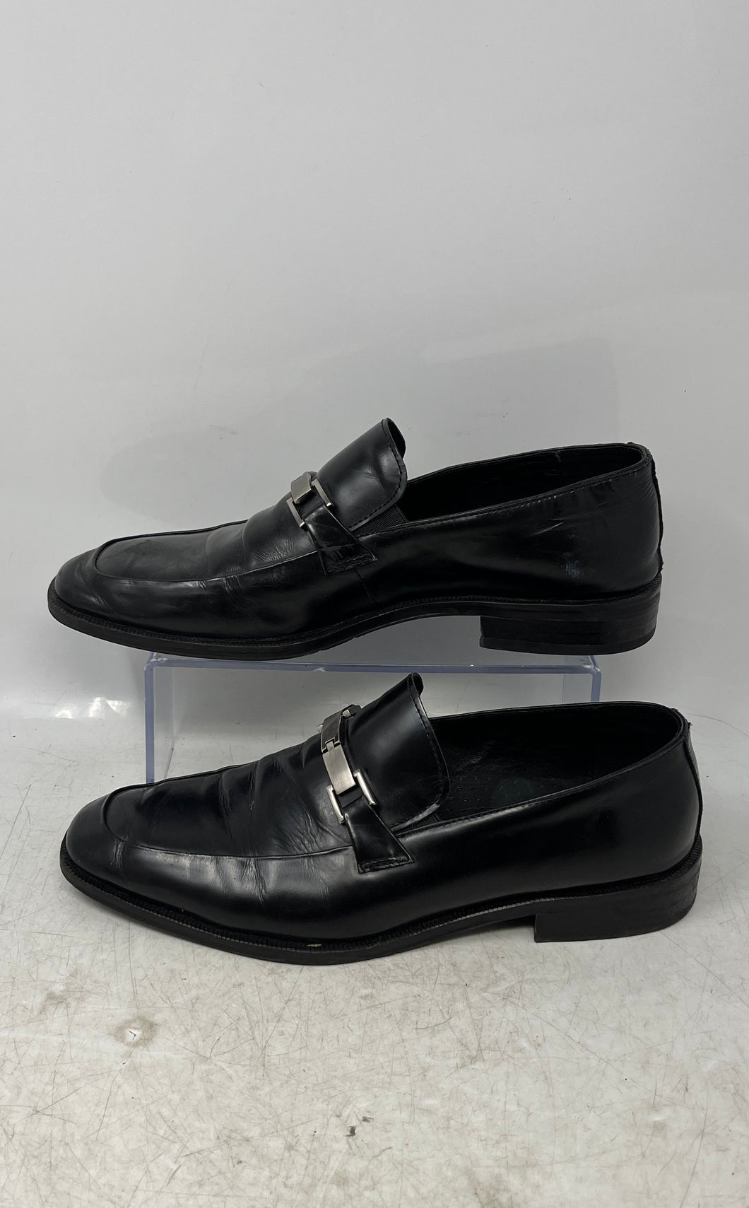 Aston Grey Mens Fortune II Black Leather Slip-On Casual Loafers Shoes Size 9.5