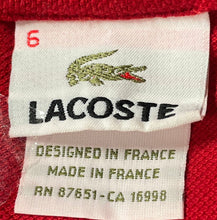 Load image into Gallery viewer, Lacoste Mens Red Short Sleeve Spread Collar Golf Polo Shirt Size 6
