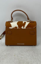 Load image into Gallery viewer, Steve Madden Womens White Brown Cowprint Bottom Studs Pockets Crossbody Bag
