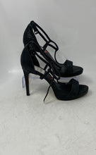 Load image into Gallery viewer, Michael Kors Womens Black Glitter Open Toe Stiletto Ankle Strap Heels Size 8M
