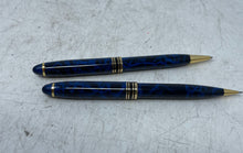Load image into Gallery viewer, I Mark Blue Gold Trim Writing Instruments Ballpoint Pen And Pencil 2 Pcs Set
