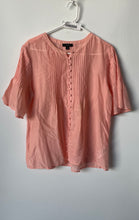 Load image into Gallery viewer, J.Crew Womens Orange Cotton Silk Bell Sleeve Pintuck Button Front Blouse Top M
