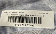 Load image into Gallery viewer, Zara Womens Light Blue Long Sleeve Collared Pockets Button-Up Shirt Size Small
