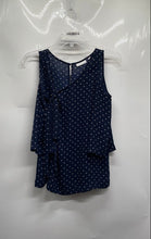 Load image into Gallery viewer, New York &amp; Company Womens Blue And White Polka Dot 3/4 Sleeve Blouse Top Size XS
