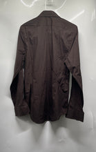 Load image into Gallery viewer, Express Mens 1MX Brown Long Sleeve Pointed Collar Regular Fit Dress Shirt Size S
