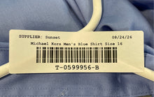 Load image into Gallery viewer, Michael Kors Mens Blue Long Sleeve Slim Fit Non Iron Dress Shirt Size 16 32/33
