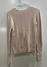 Load image into Gallery viewer, Express Womens Beige Long Sleeve Crew Neck Pointelle Knit Pullover Sweater Sz XS
