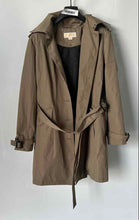 Load image into Gallery viewer, Michael Kors Womens Green Trench Coat Size XL Has A Few Stains On The Collar
