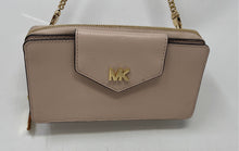 Load image into Gallery viewer, Michael Kors Womens Nude Leather Card Holder Small Convertible Crossbody Bag
