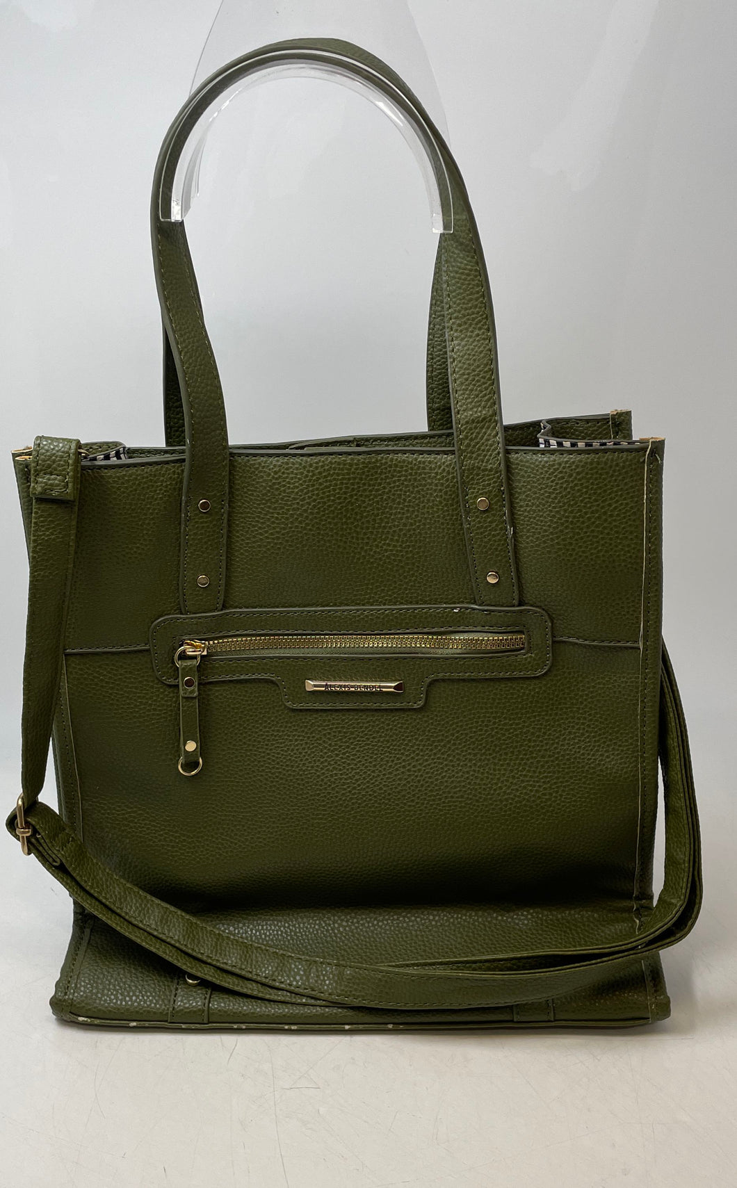 Alexis Bendel Womens Green Inner Pockets Zipper Top Handle Satchel Handbag