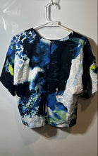 Load image into Gallery viewer, DKNY Womens Multicolor Abstract Print Short Sleeve Cropped Blouse Top Size XS
