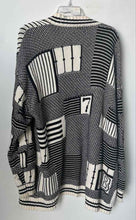 Load image into Gallery viewer, Forever 21 Mens Black And Off White Abstract Print Cardigan Sweater Size L
