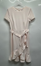 Load image into Gallery viewer, Calvin Klein Womens Pink Short Sleeve Belted Ruffle Hem Sheath Dress Size 6
