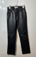 Load image into Gallery viewer, Armani Exchange Womens Black Leather Flat Front Straight Leg Chino Pants Size PO
