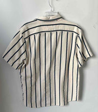 Load image into Gallery viewer, Banana Republic Mens Beige Blue Striped Short Sleeve Button-Up Shirt Size Large
