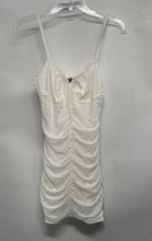 Load image into Gallery viewer, Divided By H&amp;M Womens White Spaghetti Strap Ruched Stretch Mini Dress Size M
