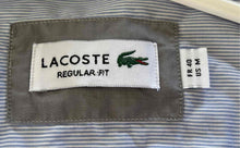 Load image into Gallery viewer, Lacoste Mens Blue White Striped Print Regular Fit Button-Up Shirt Size M
