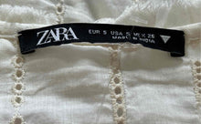 Load image into Gallery viewer, Zara Womens White Cotton Crochet Sleeveless V-Neck Tie Front Tank Top Size Small
