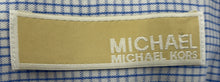 Load image into Gallery viewer, Michael Kors Mens White Blue Check Long Sleeve Dress Shirt Size 17 1/2 34/35
