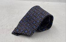 Load image into Gallery viewer, Burberrys Mens Blue Printed Silk Adjustable Keeper Loop Designer Tie
