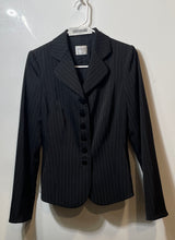 Load image into Gallery viewer, Armani Collezioni Womens Black Striped Print Long Sleeve 6-Button Blazer No Size
