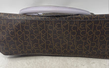 Load image into Gallery viewer, Calvin Klein Womens Brown Purple Monogram Inner Pockets Magnetic Shoulder Bag
