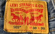 Load image into Gallery viewer, Levi's Mens Blue 505 Medium Wash Denim Straight Leg Jeans Size 30/30
