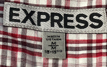 Load image into Gallery viewer, Express Mens Multicolor Plaid Cotton Long Sleeve Dress Shirt Size M 15-15.5
