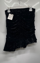 Load image into Gallery viewer, Zara Womens Black Crushed Velvet Asymmetrical Ruffle Hem Mini Skirt Size M W/Tag
