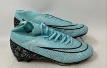 Load image into Gallery viewer, Mens Blue Black Glitter Lace-Up High Top Soccer Cleats Size EUR 38
