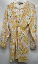 Load image into Gallery viewer, Zara Womens Multicolor Floral Long Sleeve V-Neck Lace-Up Front Mini Dress Size M

