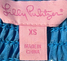 Load image into Gallery viewer, Lilly Pulitzer Womens Blue Silk Long Sleeve Notch Neck Smocked Blouse Top Sz XS
