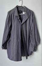 Load image into Gallery viewer, Kenneth Cole Mens Purple Striped Long Sleeve Slim Fit Dress Shirt Size 20 34/35
