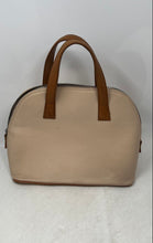 Load image into Gallery viewer, Valentina Womens Tan And Brown Leather Zipper Double Top Handles Satchel Bag
