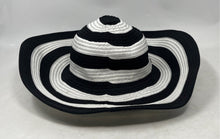 Load image into Gallery viewer, Sun N Sand Womens Black White Striped UPF 50+ Protection Wide-Brim Sun Hat
