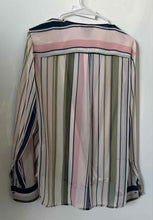 Load image into Gallery viewer, DKNY Womens Multicolor Striped Long Sleeve Pullover Blouse Top Size Medium
