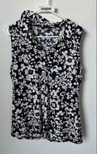 Load image into Gallery viewer, Tommy Hilfiger Womens Black White Floral Sleeveless Collared Blouse Top Size L

