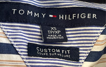 Load image into Gallery viewer, Tommy Hilfiger Mens Blue White Striped Custom Fit Button-Up Shirt Size XS
