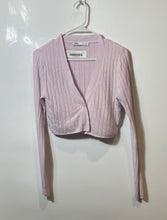 Load image into Gallery viewer, Zara Womens Pink Ribbed Knit Long Sleeve Cropped Cardigan Sweater Size Small
