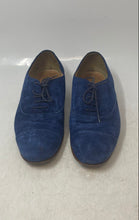 Load image into Gallery viewer, J.Crew Womens Blue Suede Cap Toe Stacked Heel Lace-Up Oxford Shoes Size 8.5
