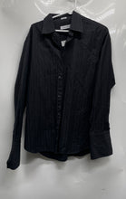 Load image into Gallery viewer, Calvin Klein Mens Black Striped Long Sleeve Spread Collar Button-Up Shirt Size M
