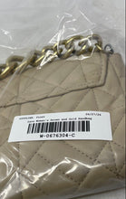 Load image into Gallery viewer, Zara Womens Beige And Gold Leather Quilted Chain Strap Flap Shoulder Handbag

