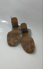 Load image into Gallery viewer, Audrey Brooke Womens Silver Leather Block Heel Ankle Strap Sandals Size 7M
